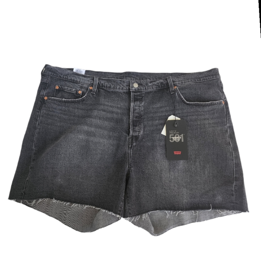501 levis PREMIUM shorts high rise shorts button fly faded black NWt!  Size 24 - Picture 7 of 12
